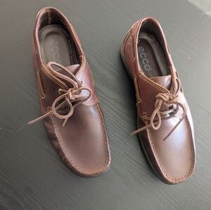 ECCO Men's Brown Leather Derby Walking Shoes Extra Width Wide Fit EU 43 US 9-9.5